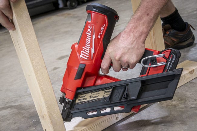 Milwaukee cordless framing nailer toenailing