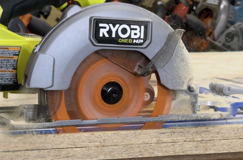 Ryobi PBLCS300 ripping OSB subfloor